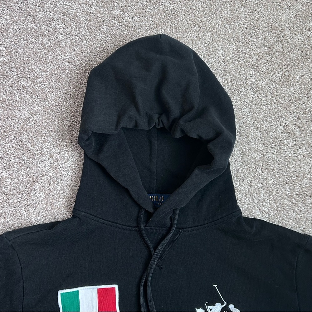 Vintage Unisex Polo Ralph Lauren Italy No 13 Black Hoodie Size XS - Picture 6 of 12
